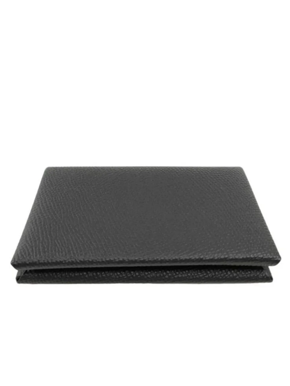 Hermes Business Card Holder Calvi Black Veau Epsom Case Silver New